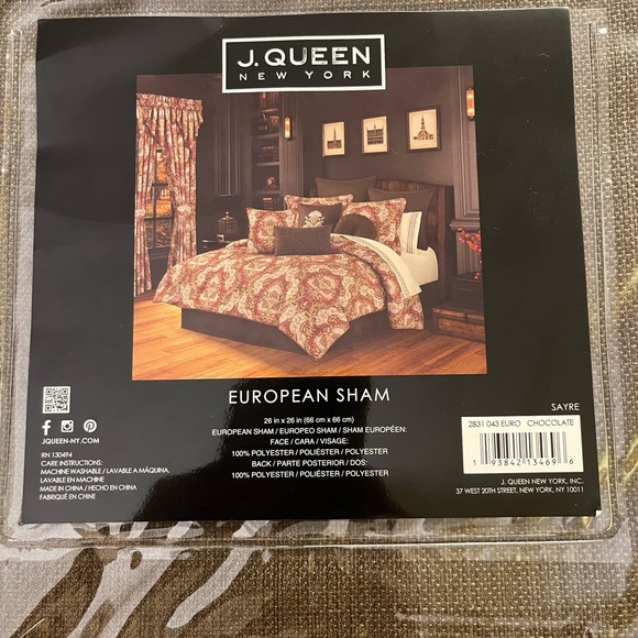 NWT - J. Queen New York, Chocolate Brown European Sham - Picture 5 of 8